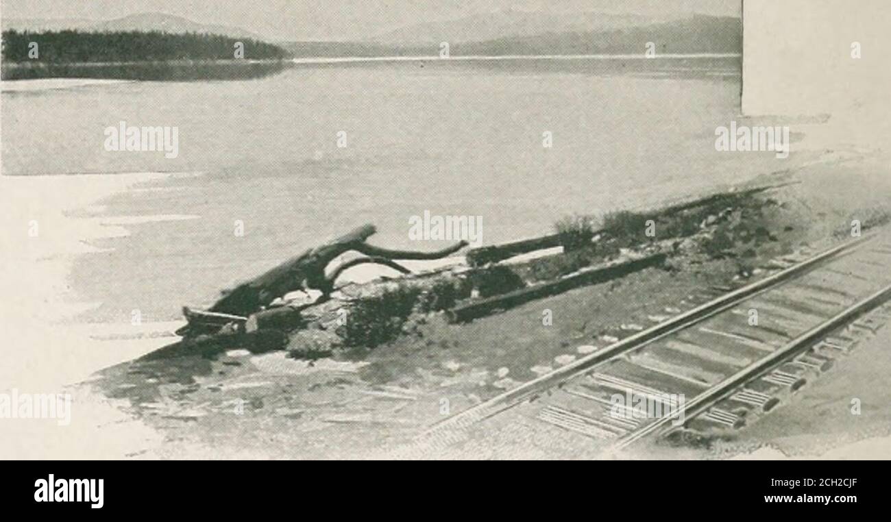 . Recorrido por el continente: Colorado, California y Parque Nacional Yellowstone: Tren especial, dirigido personalmente por Nueva York Central y el Río Hudson R.R. y líneas de conexión. ROINT MIRADOR DESDE ABAJO. Pronto está lejos en la parte trasera, y, quizás, en unos momentos, se alza en el otro lado. Todo viene de la posición siempre cambiante del tren, ya que lentamente se acerca a thesky-line. Continuando desde Butte, el tren pasa a través del canon del río Hell Gate, a lo largo de muchos fineranches, situado en medio del paisaje más encantador. Magníficos acantilados, grandes bosques, treniendop Foto de stock