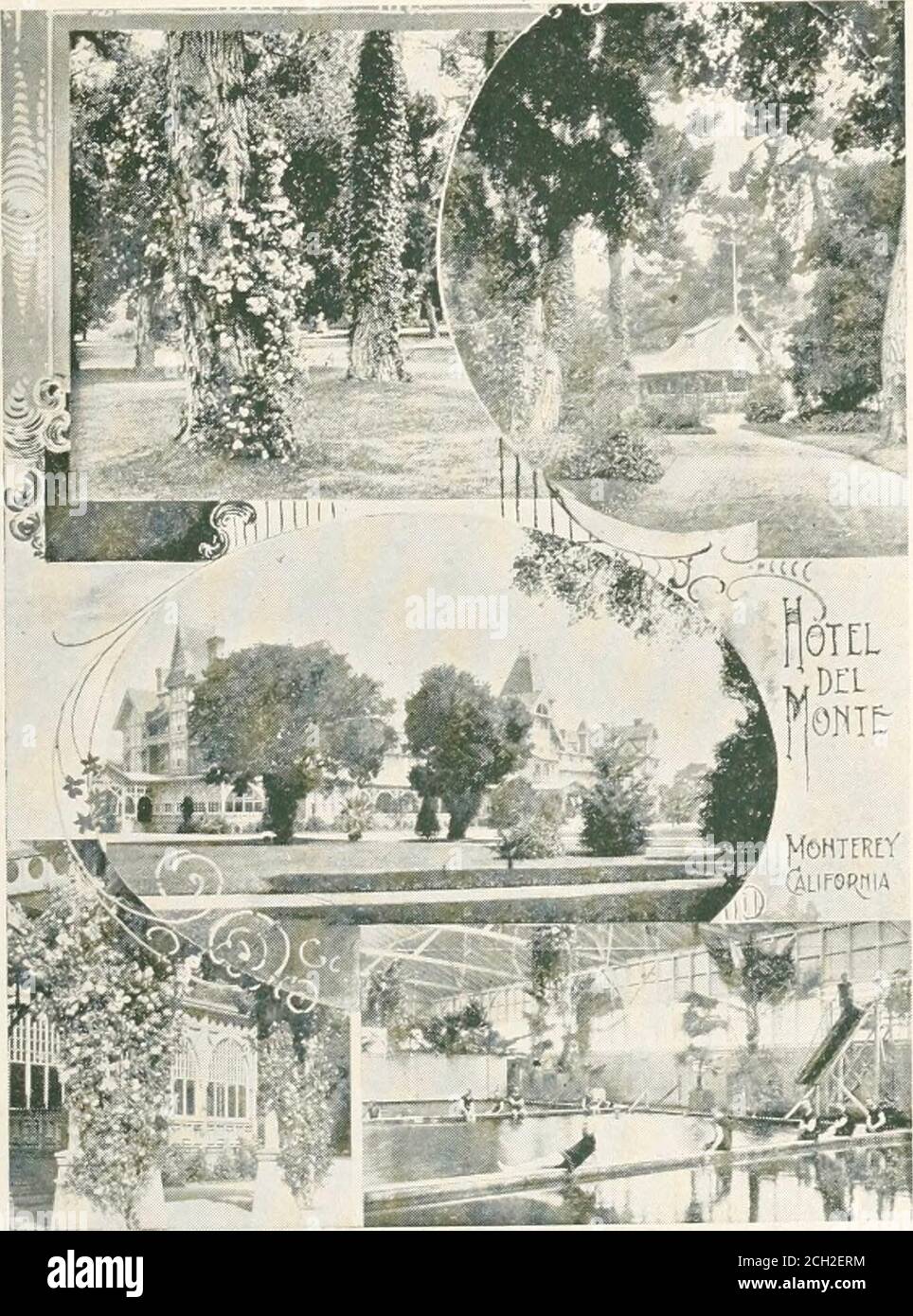 . Recorrido por el continente: Colorado, California y Parque Nacional Yellowstone: Tren especial, realizado personalmente a través de Nueva York Central y Hudson River R.R. y líneas de conexión. Pasadena. La ciudad más moderna y pintoresca de los Ángeles. Hermosos paseos, casas palaciegas, y el magnífico Hotel Green, al que se llega por Pasadena y los Angeles Electric Railway, Southern Pacific, Santa F6and Terminal Railways. Tarifa, 25 centavos. Monte Lowe. Uno de los paisajes más encantadores del mundo. Los coches alcanzan una altitud de 3500 pies. La casa de montaña TheEcho y la taberna alpina se encuentran en el Pas Foto de stock