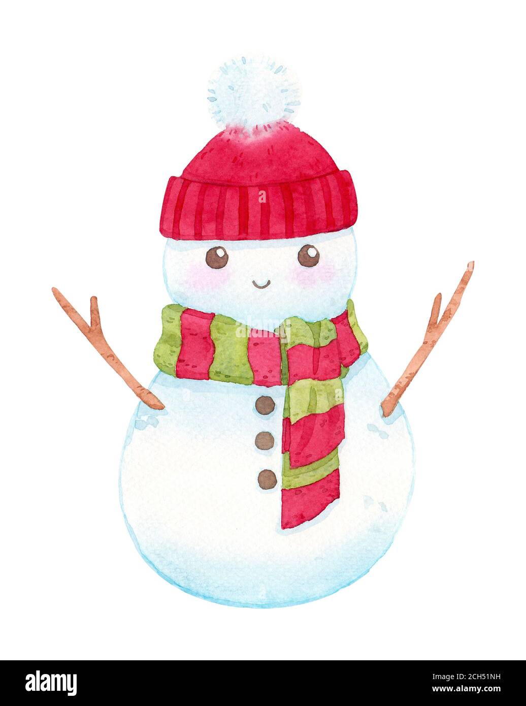 Un mono muñeco de nieve. Dibujos animados personaje acuarela mano pintura para la decoración en Navidad, y año nuevo festival de publicidad. Aislado en la ba Fotografía de stock -