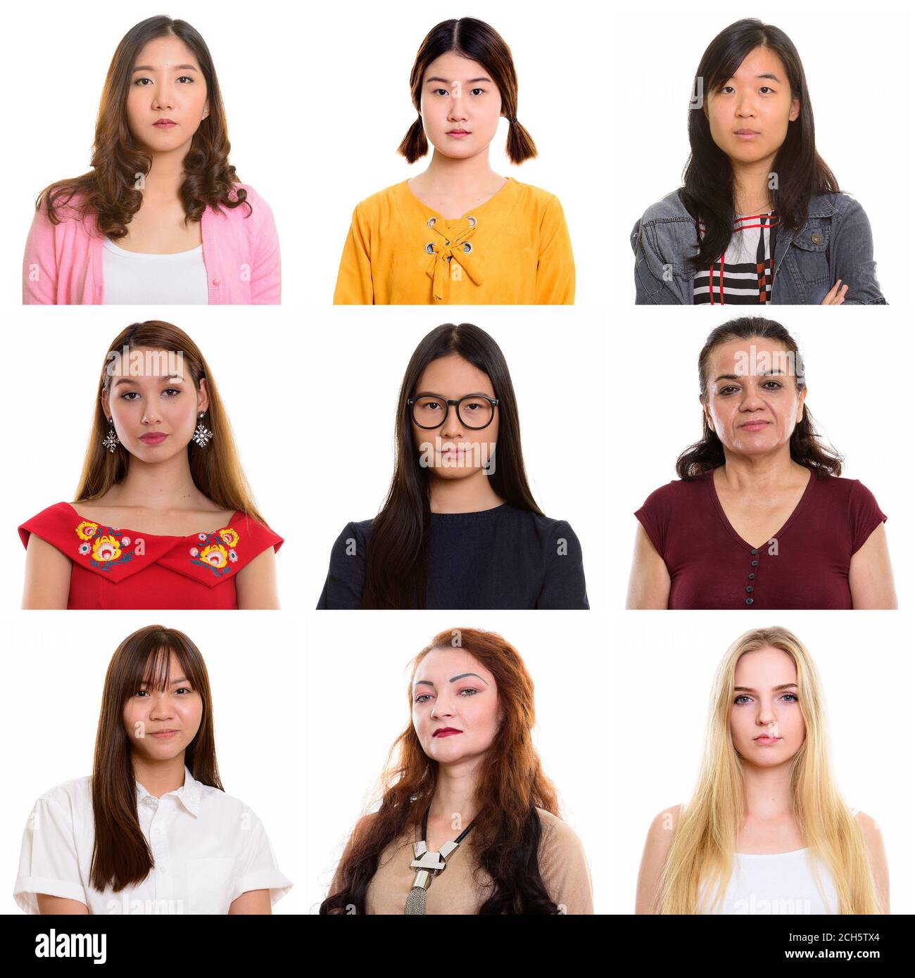 Collage de mujeres multiétnicas y de edad mixta: fotografía de
