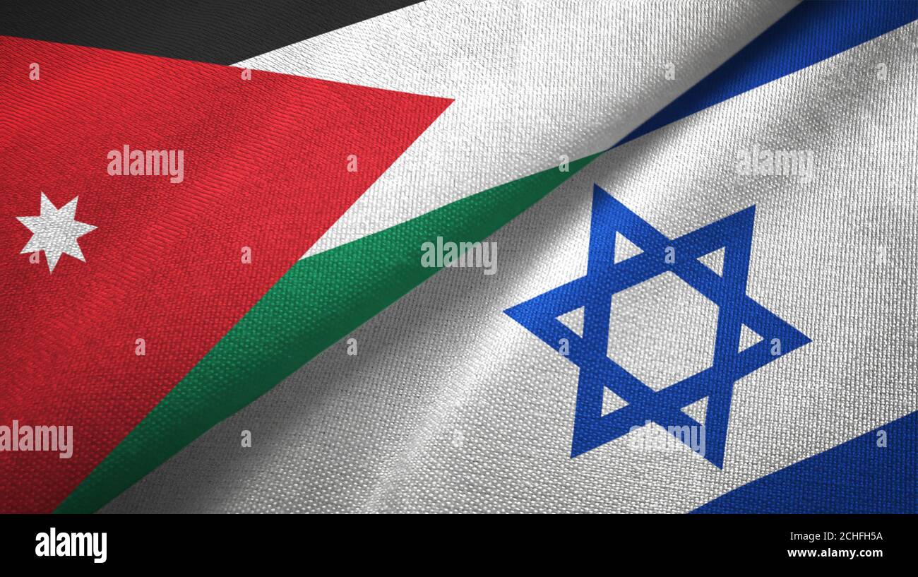 Jordan e Israel dos banderas tela textil, textura de tela Fotografía de  stock - Alamy