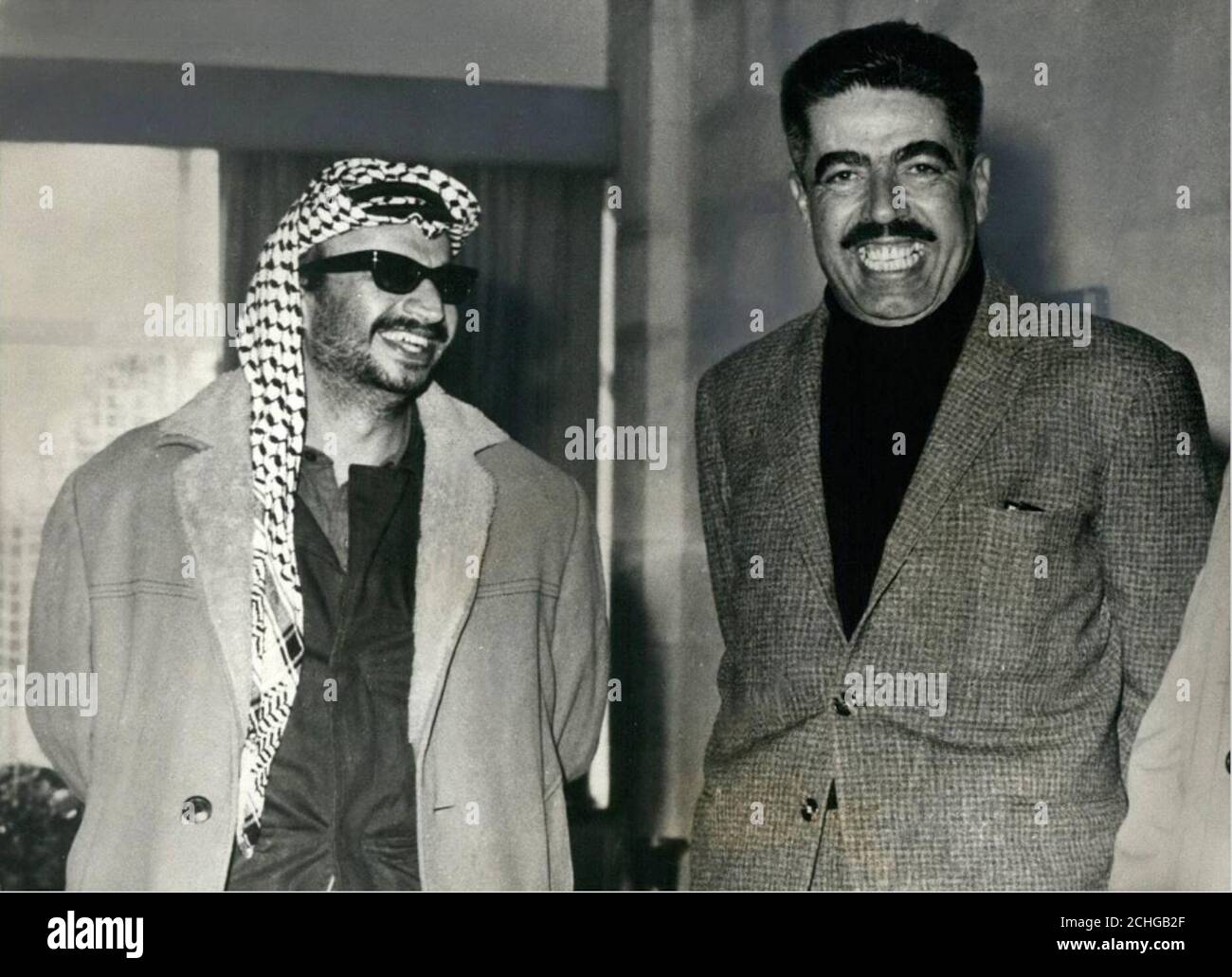 Yasser Arafat y Wasfi al-tal Foto de stock