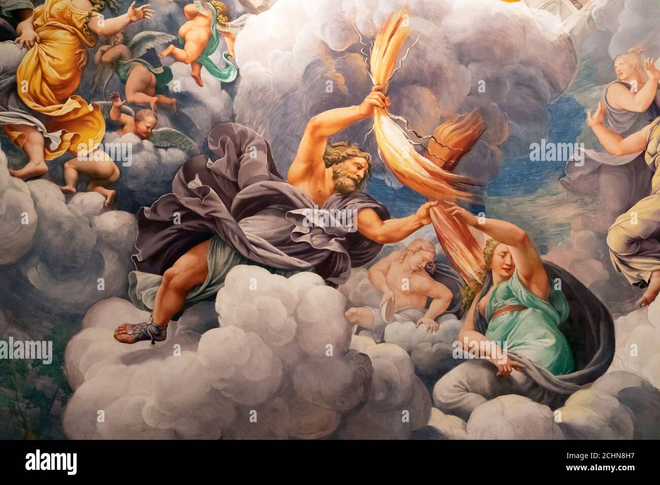 Zeus en la cámara de los gigantes del Palazzo Te, Mantua Foto de stock