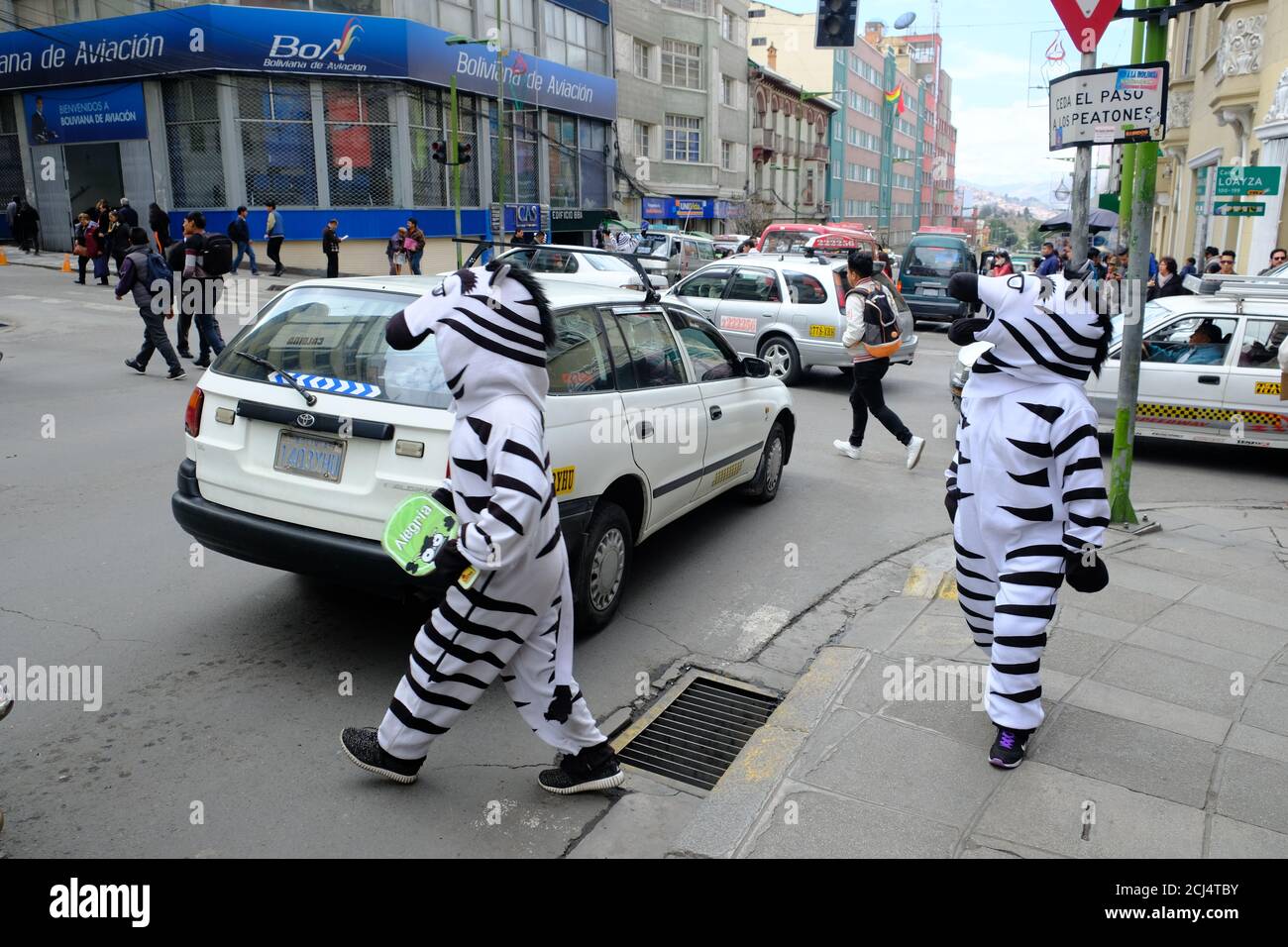 Bolivia la Paz - Zebras de tráfico Foto de stock