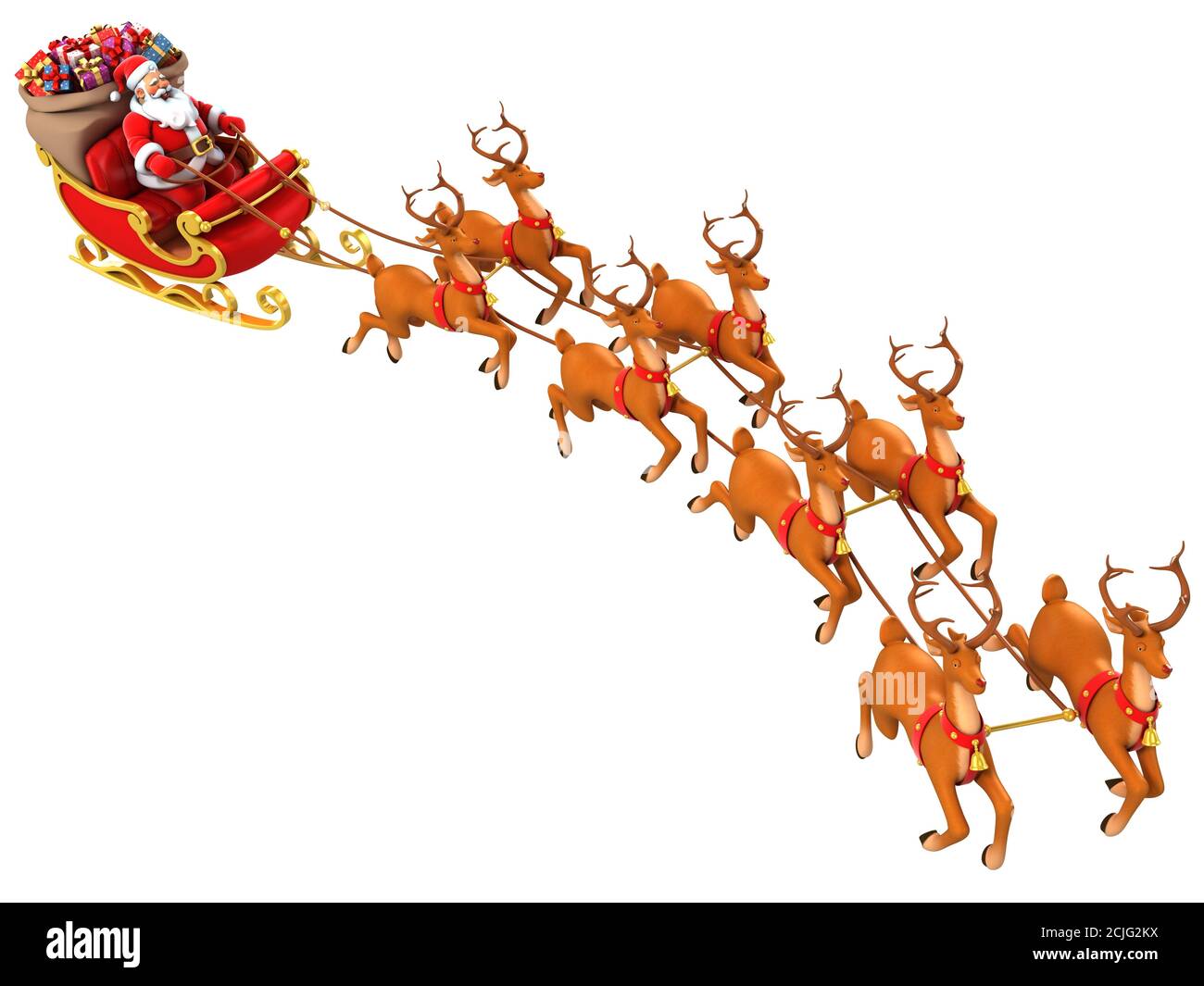 Papá Noel con trineo, ciervos y regalos de Navidad Fotografía de stock -  Alamy