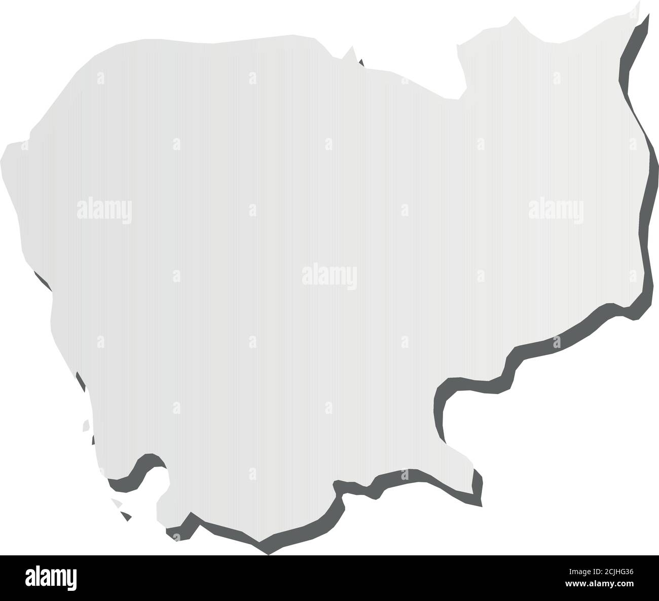 Camboya Mapa De Silueta Gris En 3d De La Zona Del País Con Sombra