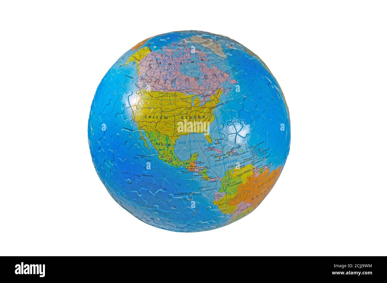 Mundo mundial viendo Estados Unidos en el medio (un rompecabezas 3D de mapa  de tierra tridimensional, aislado en fondo blanco Fotografía de stock -  Alamy