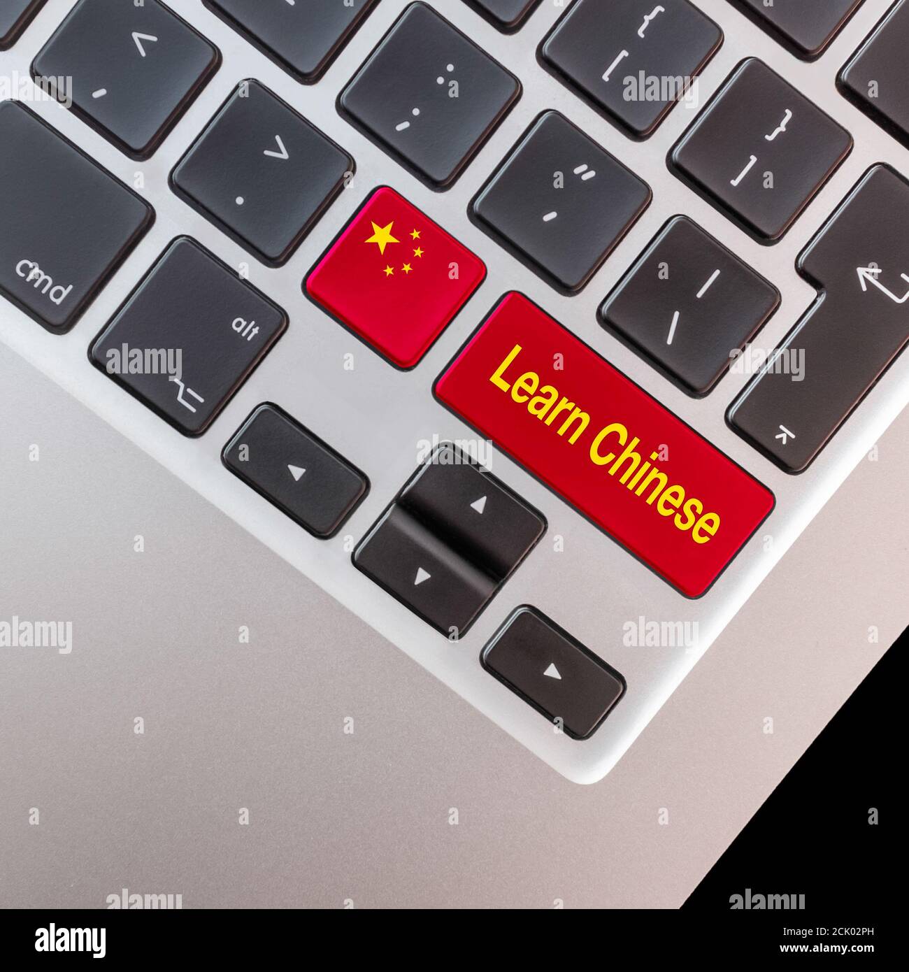 Aprende el concepto chino. Primer plano de teclado con bandera China y  texto Fotografía de stock - Alamy