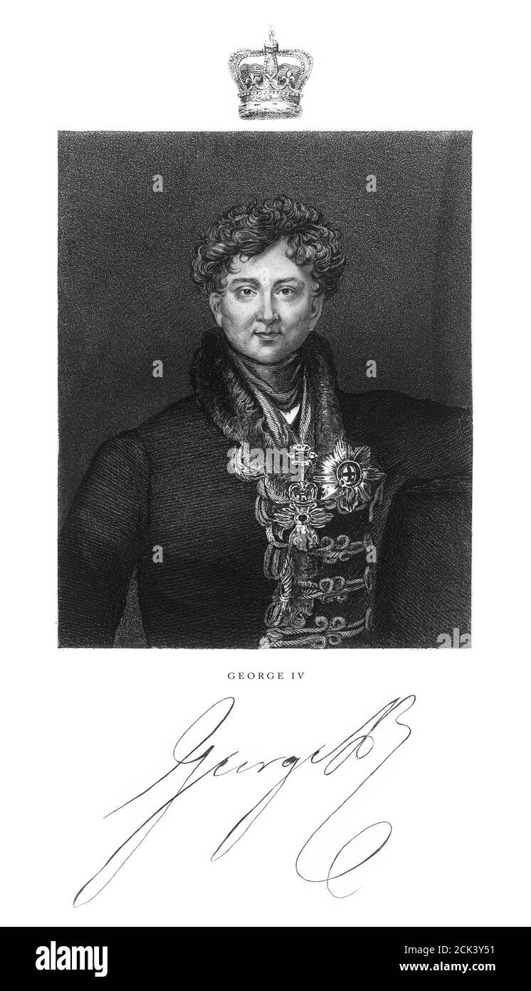 Vintage, Vintage, Rey Jorge IV del Reino Unido, Inglés Victorian Engraving, 1840 Foto de stock