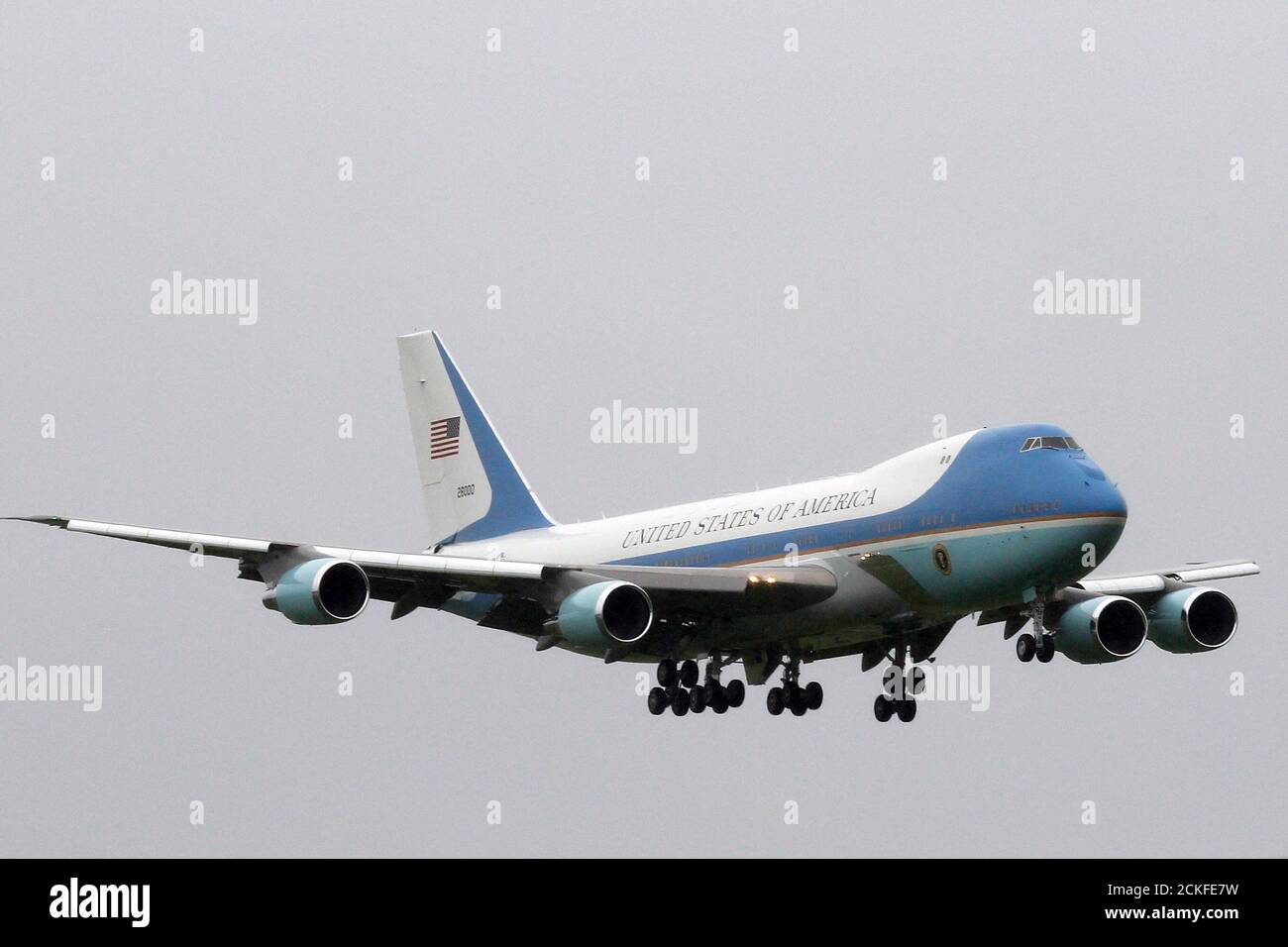 Air Force One, carrying U.S. President Barack Obama, prepares to land at  Dublin airport May 23, 2011. Britain's Civil Aviation Authority (CAA) said  it was likely that flights from parts of the