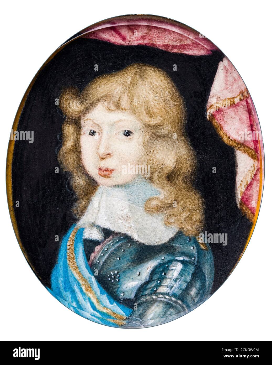 Charles XI (1655-1697), rey de Suecia, de niño, retrato en miniatura de Pierre Signac, alrededor de 1662 Foto de stock