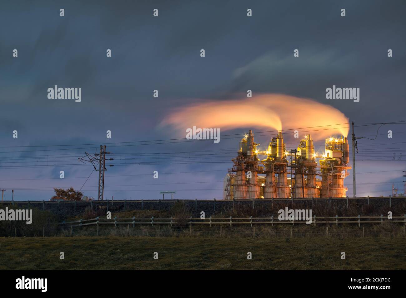 Planta de la Industria de la Tata Steel Shap por la noche Foto de stock