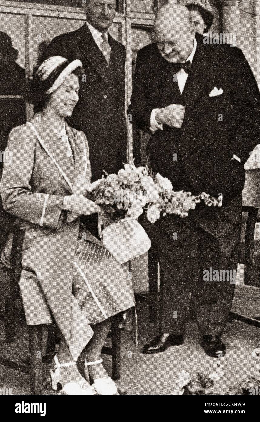 El primer Ministro se inclinó ante la futura Reina Isabel II en 1951