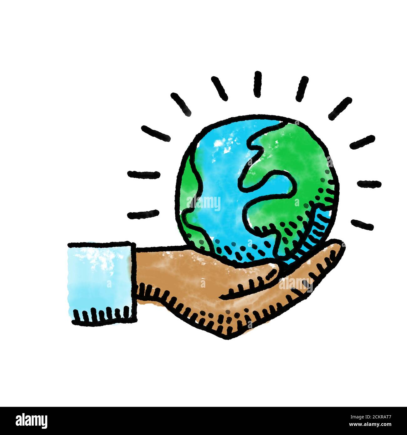 mundo y mano, símbolo de la protección del medio ambiente Fotografía de  stock - Alamy