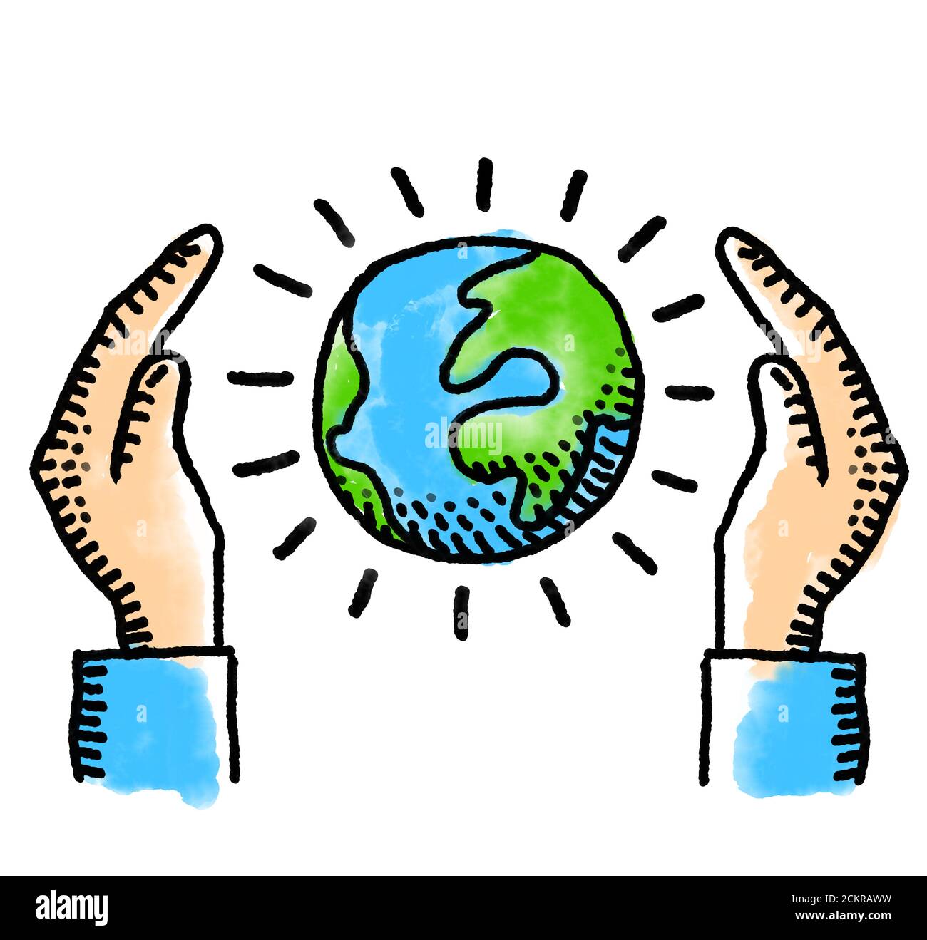 mundo y mano, símbolo de la protección del medio ambiente Fotografía de  stock - Alamy