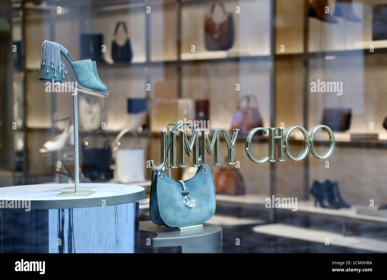 Jimmy Choo zapatos hechos a mano en la tienda de Copenhague en Stroget Foto de stock