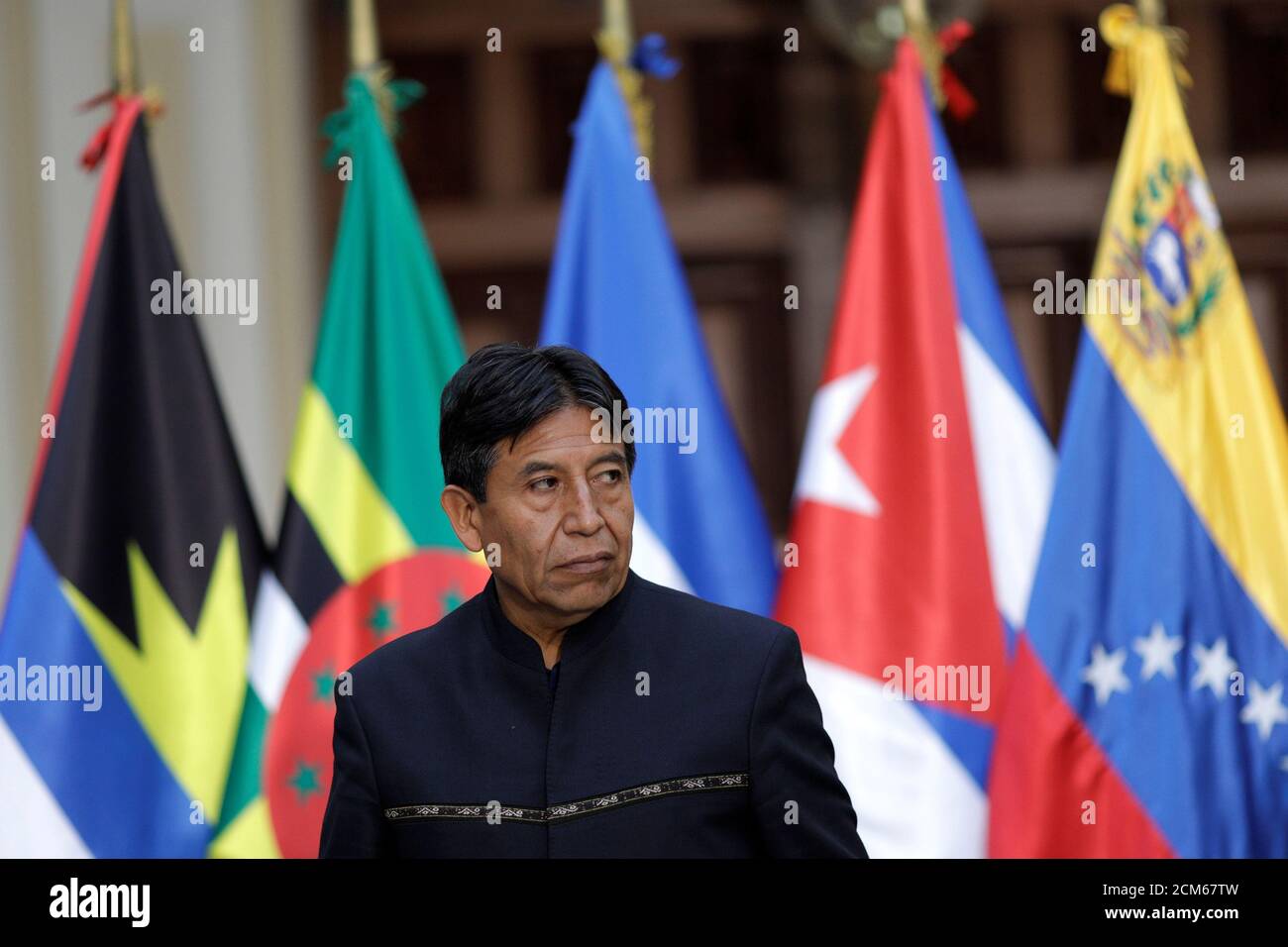 El ex Ministro de Relaciones Exteriores de Bolivia, David Choquehuanca, asiste a una reunión de la alianza Alba-TCP en Caracas, Venezuela, el 8 de agosto de 2017. REUTERS/Ueslei Marcelino Foto de stock