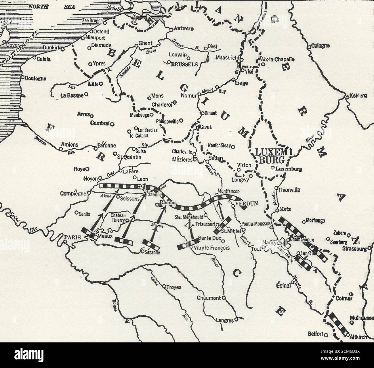 El retiro alemán al Aisne, del 10 al 15 de septiembre de 1914 Foto de stock