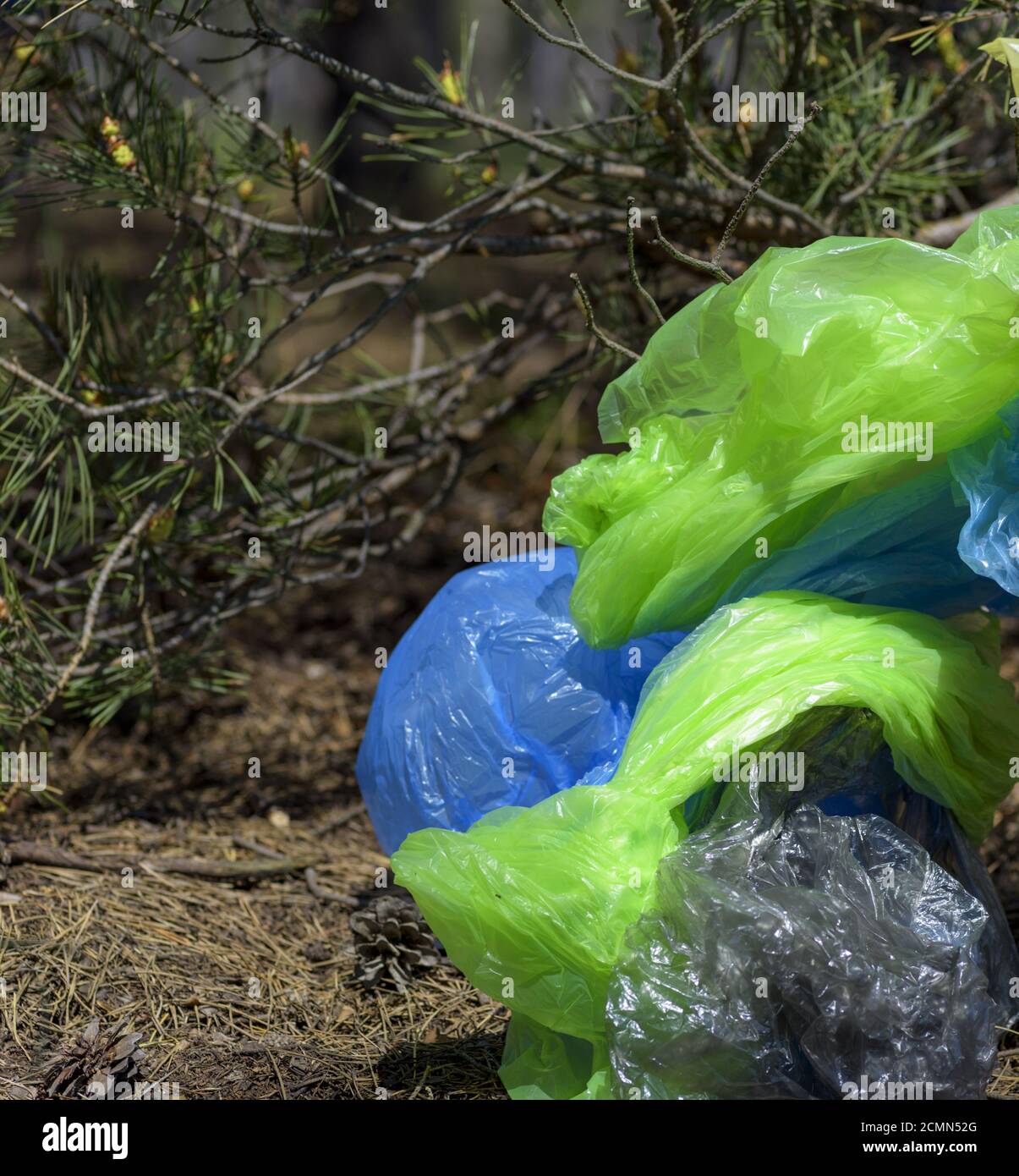Muchas Pequeñas Bolsas De Plástico Transparentes Yacen Sobre Una