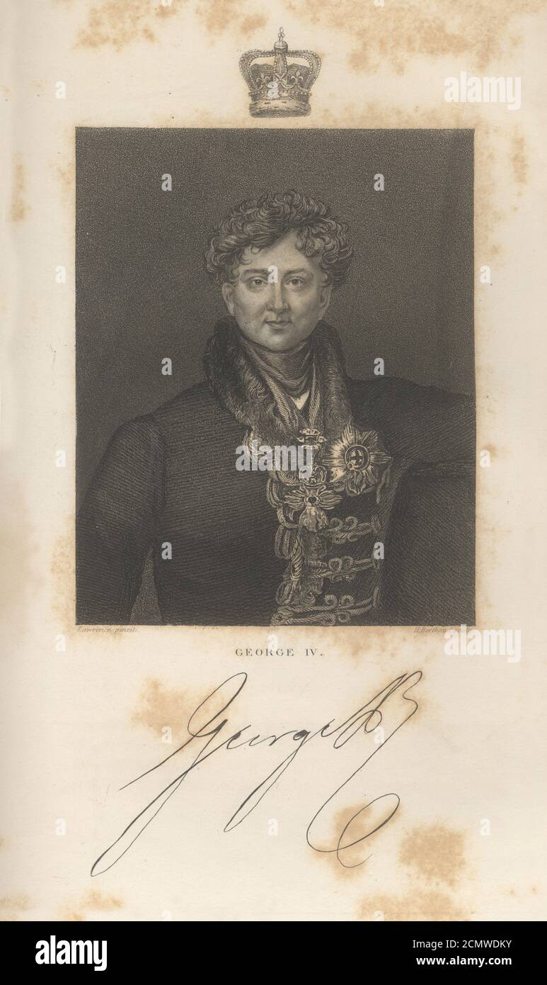 Vintage, Rey Jorge IV del Reino Unido, Inglés Victorian Engraving, 1840 Foto de stock