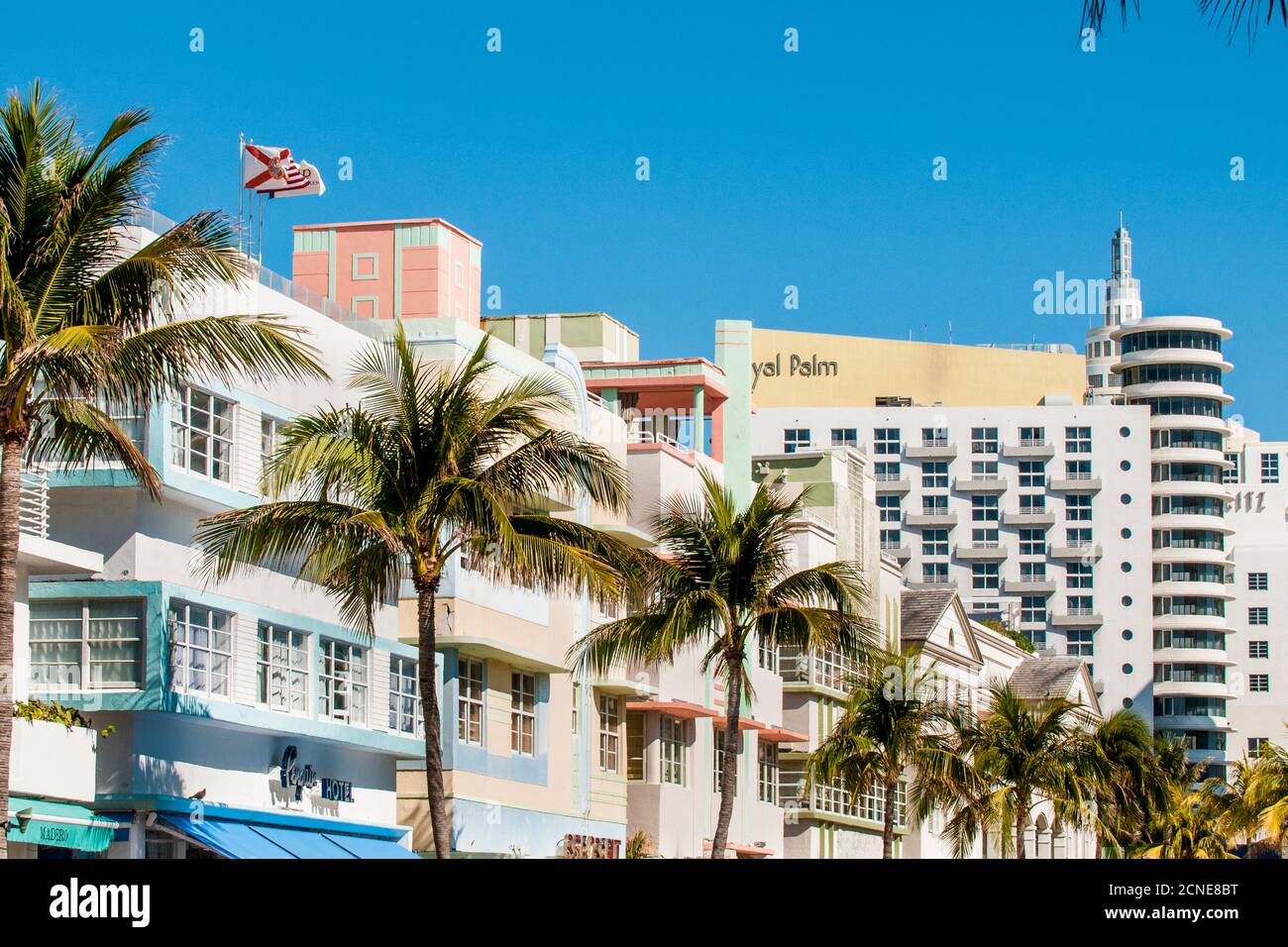 Arquitectura Art Deco en el distrito de South Beach, Miami, Florida, Estados Unidos de América Foto de stock
