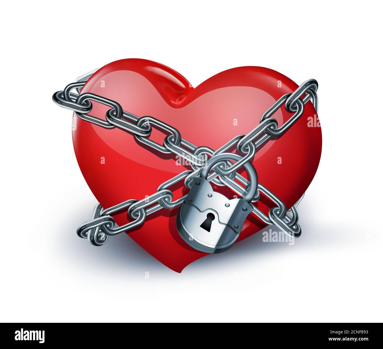 corazón rojo en cadenas Fotografía de stock - Alamy