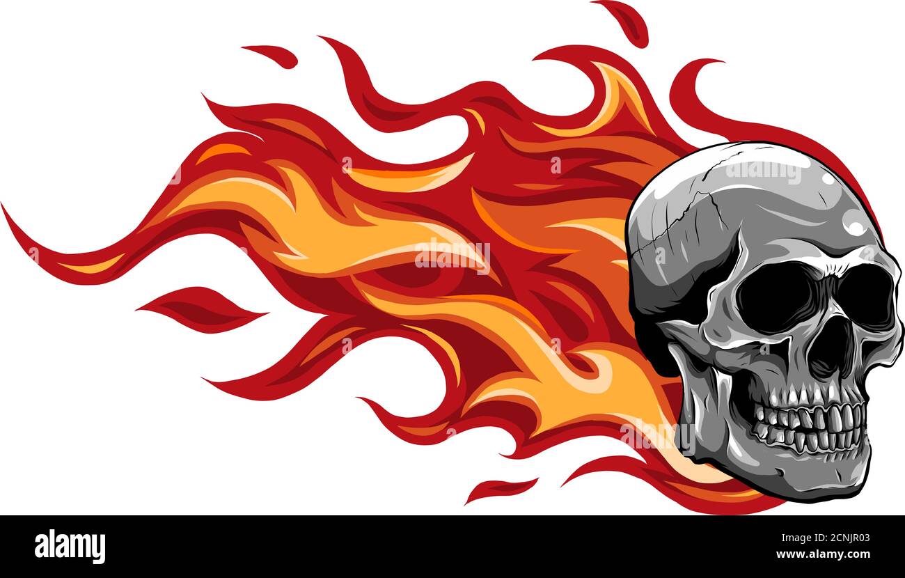Calavera En Llamas de fuego con ilustración vectorial Imagen Vector de  stock - Alamy