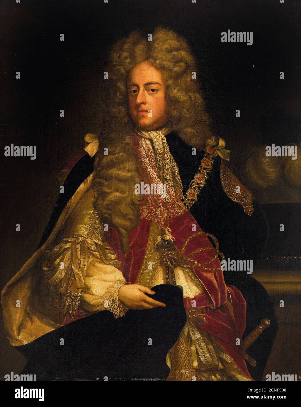 Retrato del rey Jorge I de Gran Bretaña (1660-1727), primer tercio de 18th cen.. Colección privada. Foto de stock