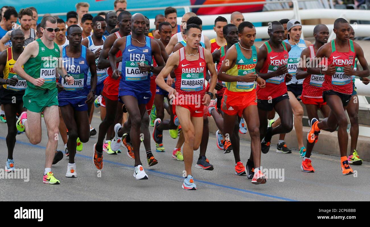 Atletismo - IAAF Campeonato Mundial de Media Maratón - Valencia, España -  24 de marzo de 2018 el Hassan Elabbassi de Bahrein durante la carrera  masculina REUTERS/Heino Kalis Fotografía de stock - Alamy