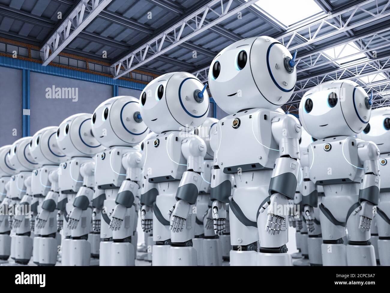 grupo de renderización 3d de lindos robots de inteligencia artificial o  robot ejército con carácter de dibujos animados Fotografía de stock - Alamy