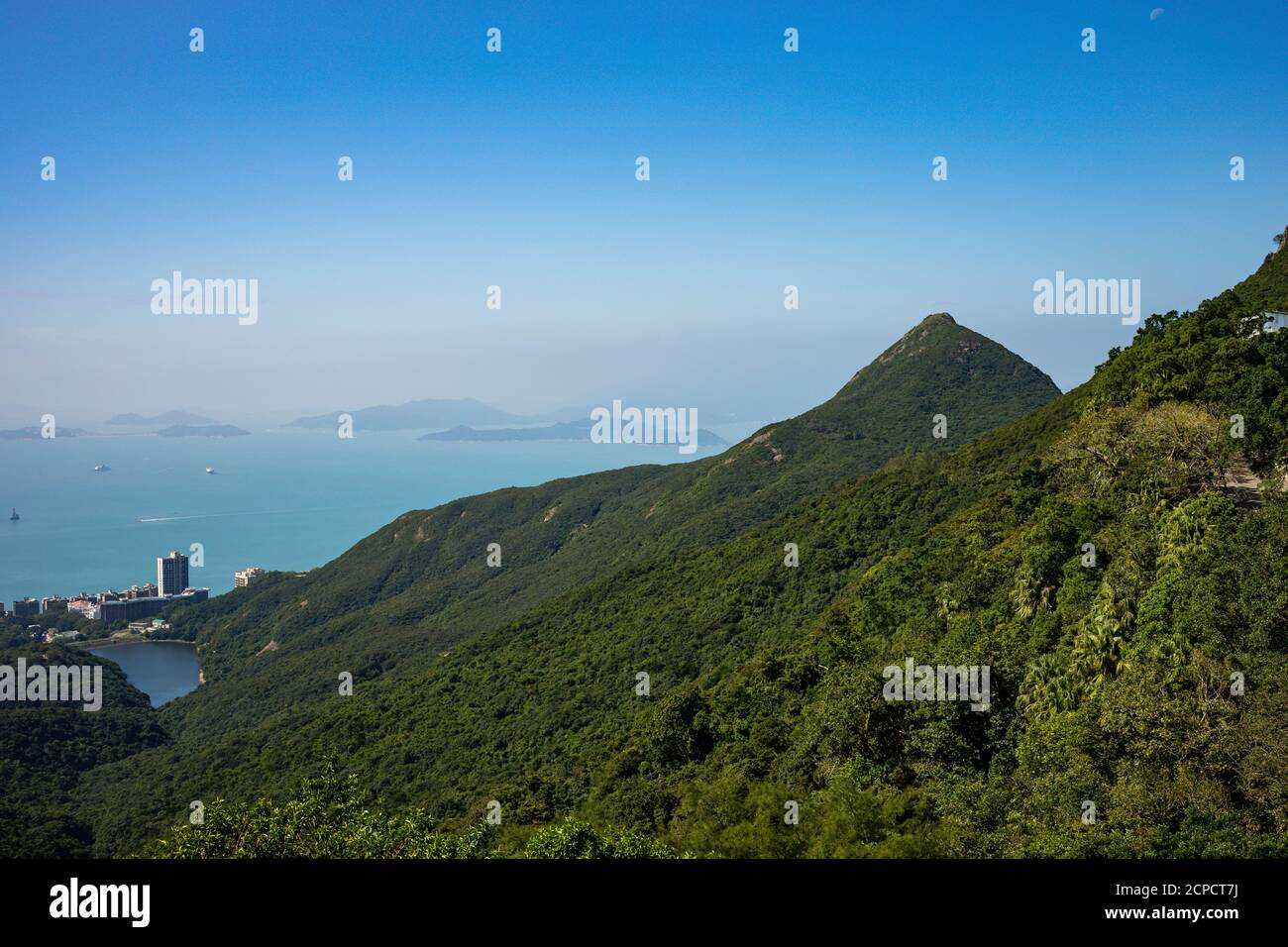 Victoria Peak, vista sobre Kowloon y la Isla de Hong Kong Foto de stock