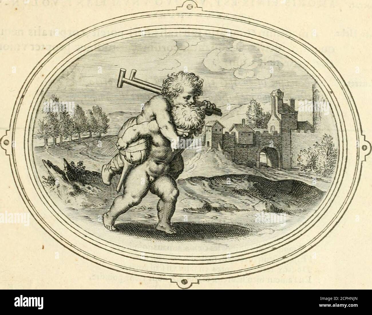 . Amorum emblemata, figuris aeneis incisa . B5 li EMBLEMATA Arift. DVO S-IMVL VIVENTES AD I N TELLIG EN VM ET AGENDVM RLV VALENT Q A M VNVS. Qtect humcrif'ejlatur jfmor fyede clatidmVtrnjue: Mutuai hic oculos commodiat ille peJes.(Candido amore mhilmaius, nil ddcius nihìl que Vberius y ma lauts ac auxiliare . LVna mano a laltra. ¡le Jesús! ppò pouercieco, per hauer lapMa-,la fcamhieuof aita i cori affida tjìropptato prejìdJl ?ioua à fopportay la vita mesta, iVnc principal gratte lautre. Les jambes auboi:eux lepauure aueulle prerte lEftropiéluy rend la guia de fès yeux,_le /ècours muru Foto de stock