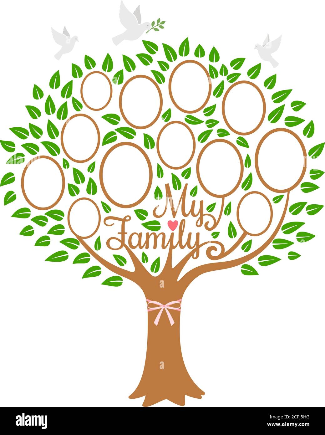 Generación de árboles familiares, árbol genealógico con foto de la familia,  comunidad en rama, ilustración vectorial Imagen Vector de stock - Alamy