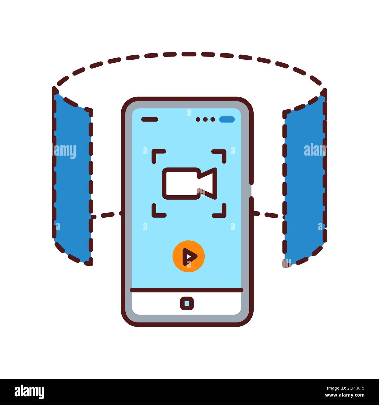 cámara de vídeo panorámica de 360 grados en el icono de línea de color del  smartphone. Tecnología innovadora. Pictograma para página web, aplicación  móvil, promoción. DISEÑO GUI UI UX Imagen Vector de