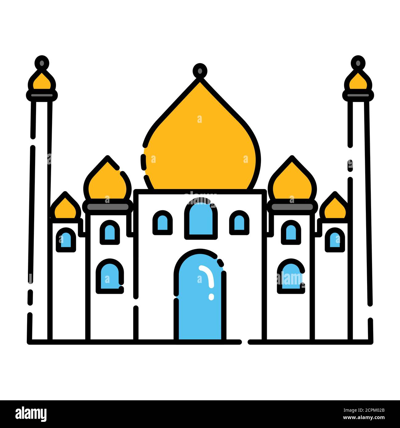 Icono histórico de la línea de color de la mezquita. Pictograma para página web, aplicación móvil, promoción. Elemento de diseño UI UX GUI. Trazo editable. Ilustración del Vector