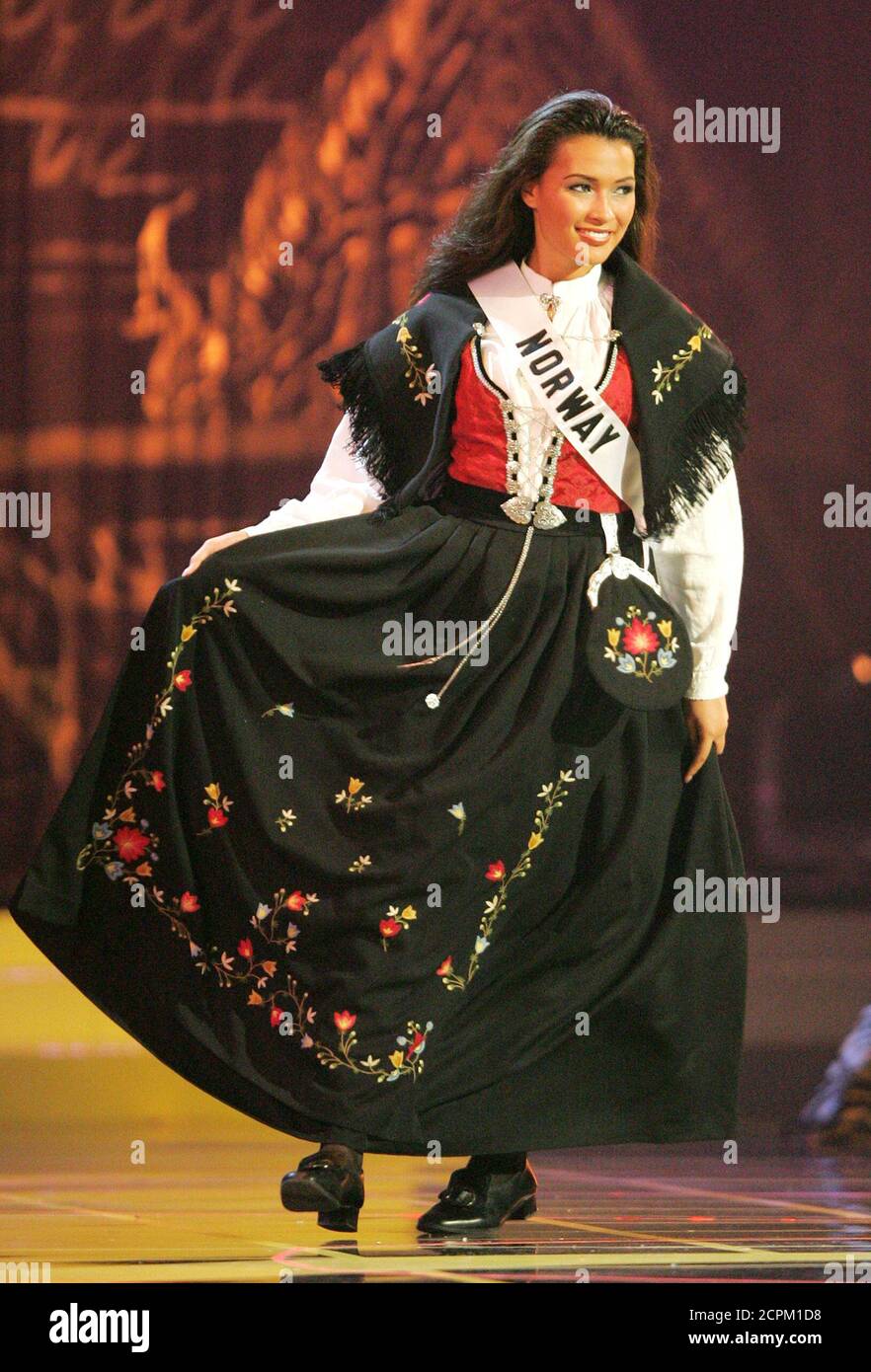 Miss Universe 05 Contestant Helene Traasavik Of Norway Models Her Outfit During The National Costume Show In Bangkok Miss Universe 05 Contestant Helene Traasavik Of Norway Models Her Outfit During The National