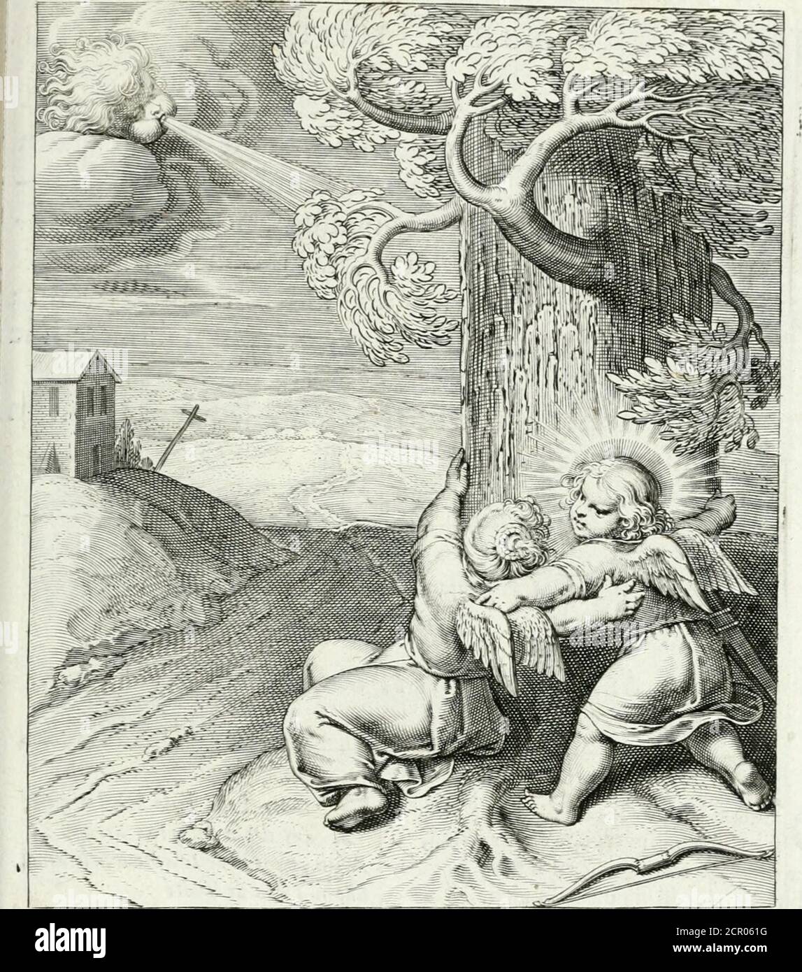 . Amoris divini emblemata . E en boom die dickwils lijcic de laftVan winden,llorm, en ic hen-vlipen,Dacrtcgheniich meer wortelt vaíi.Ora al onweder te verdraghen.ALS iîeloftlichaem wordt ghequelcMet fl:orm,oft teghenipoets onweder,-fcdc-ftftefm.fm-fcfm. L*Arhre foujfraut loragey fouvent. Et la violence des v?nSySe fare ö roidit d.iuantuge.et sen ajfermu au dcd-tns.Teut awfi noilre ame anioureaÇcySoubs leffort d'aductfité.abrace tant plus couraeujêLa tige dejé charité. VVS D I V I N R A M O R I S. ?». M P4 EMBLEMATA 4-RT.BROF. Bernard. Foto de stock