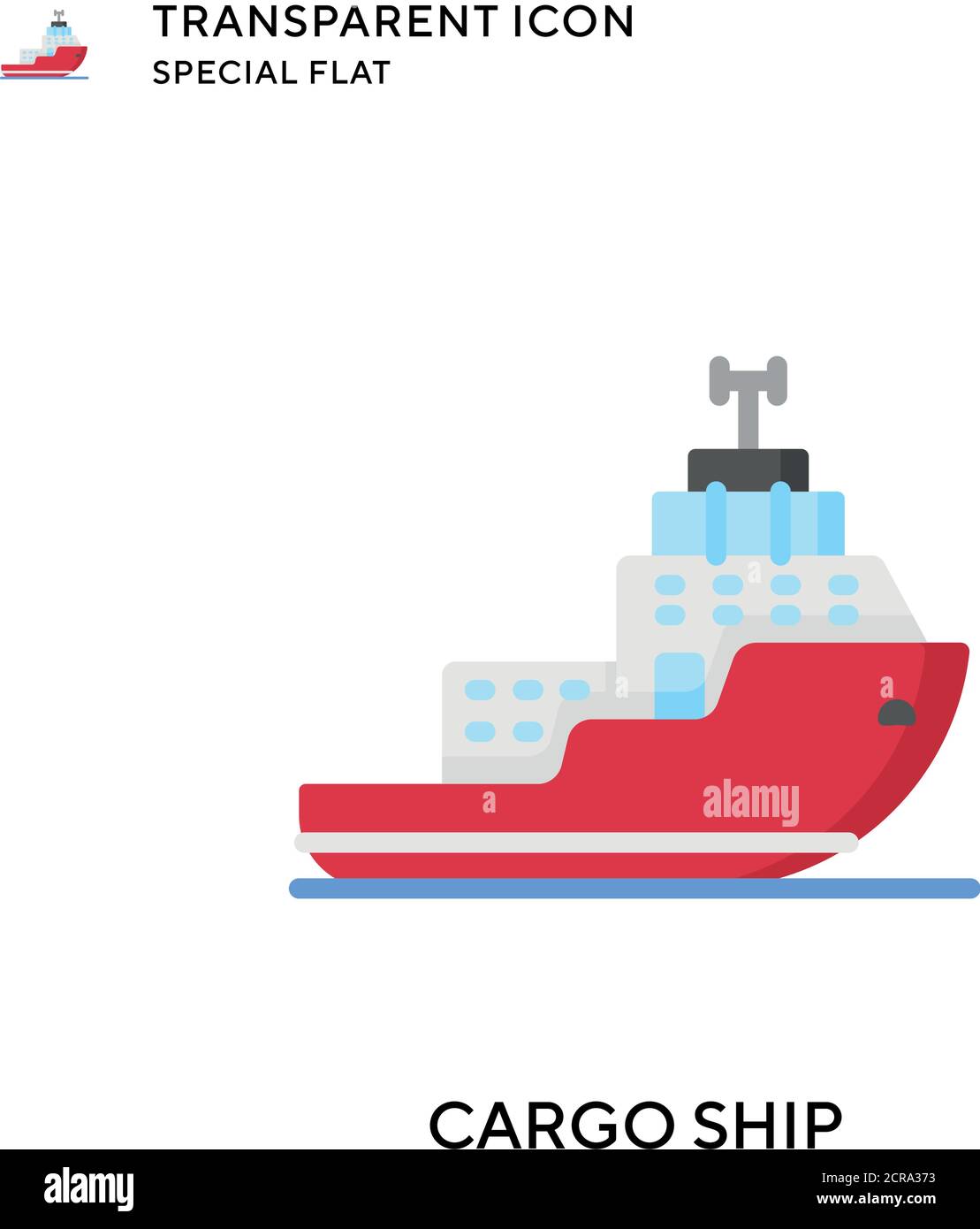 Icono del vector del buque de carga. Ilustración de estilo plano. EPS