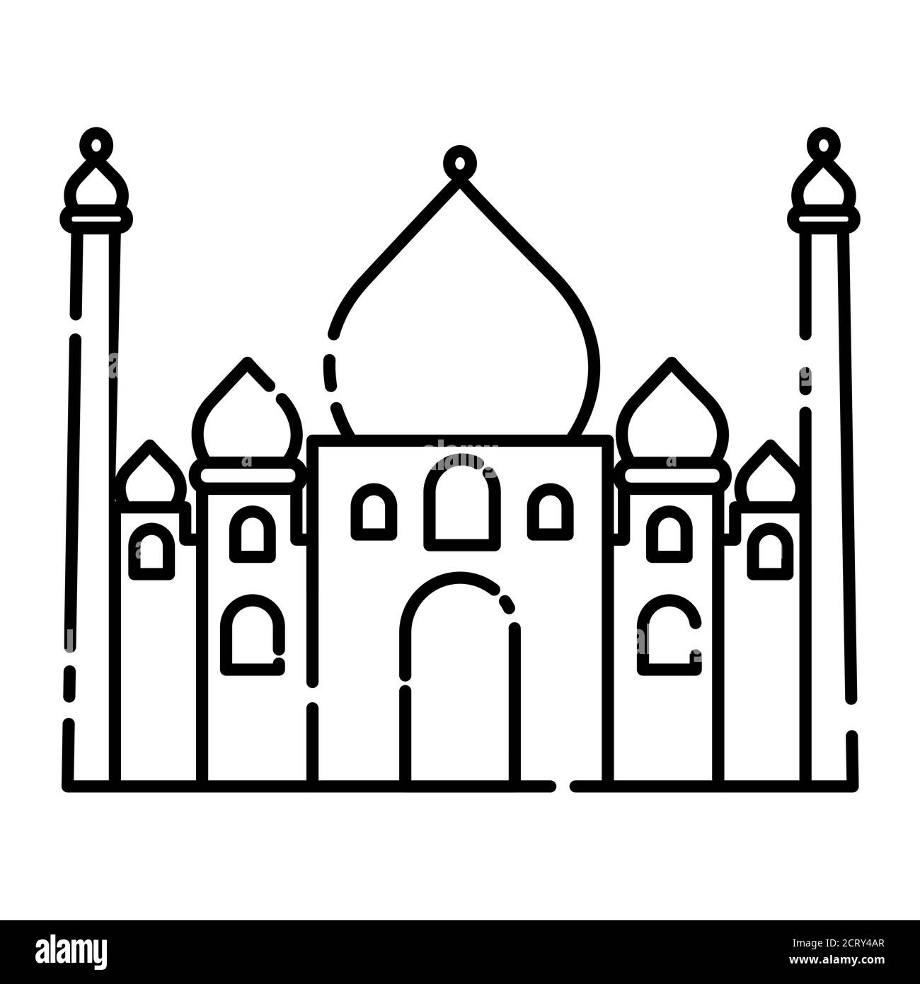 Icono de la histórica mezquita de la línea negra. Pictograma para página web, aplicación móvil, promoción. Elemento de diseño UI UX GUI. Trazo editable. Ilustración del Vector
