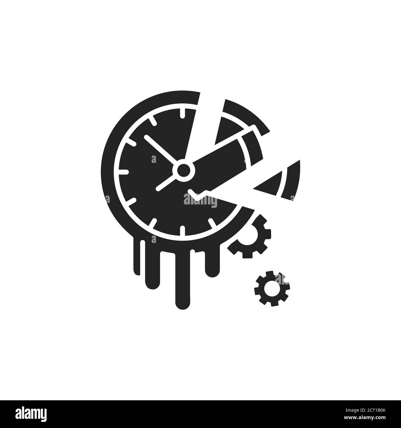 Icono de glifo negro de tiempo de pérdida. Concepto de dilación y pereza. Firme para la página web, la aplicación móvil, el botón, el logotipo. Elemento aislado vectorial Ilustración del Vector