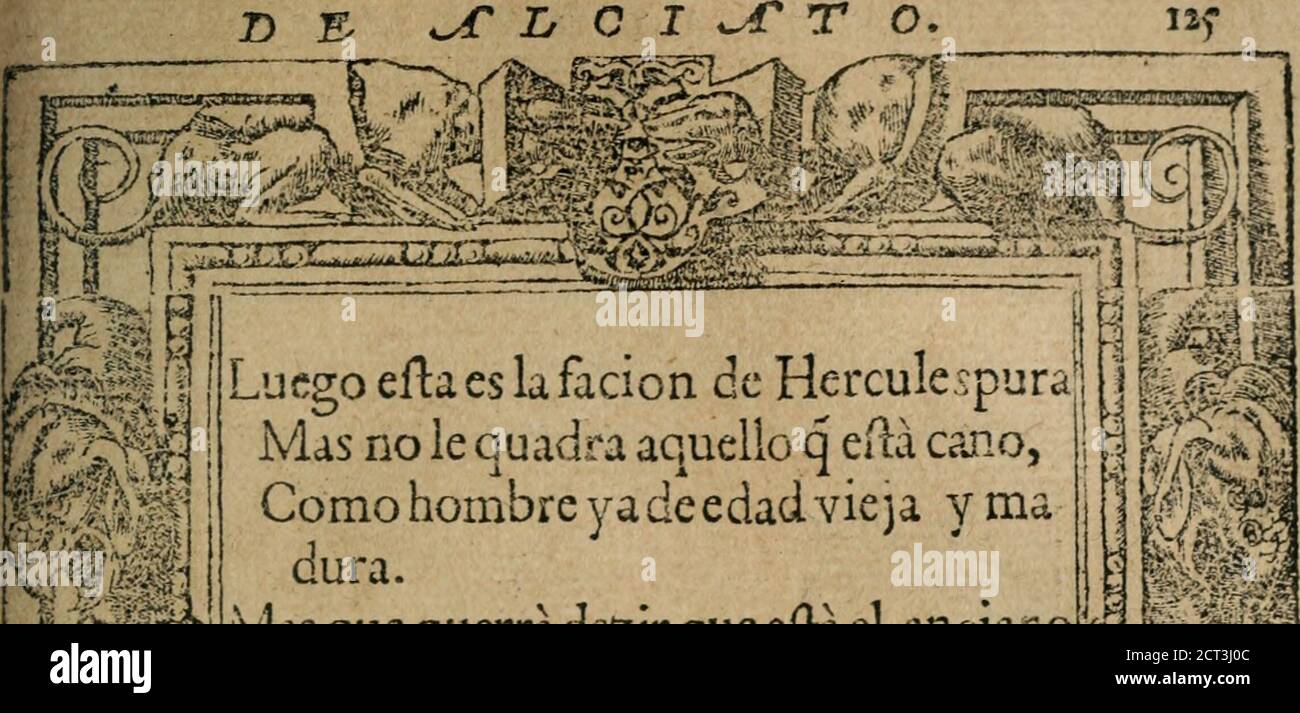 . Los emblemas de Alciato : traducidos en rhimas españolas ... . mm 4 Foto de stock