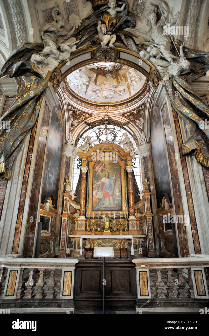 italia, roma, iglesia de san luigi dei francesi, cappella san luigi re di francia Foto de stock