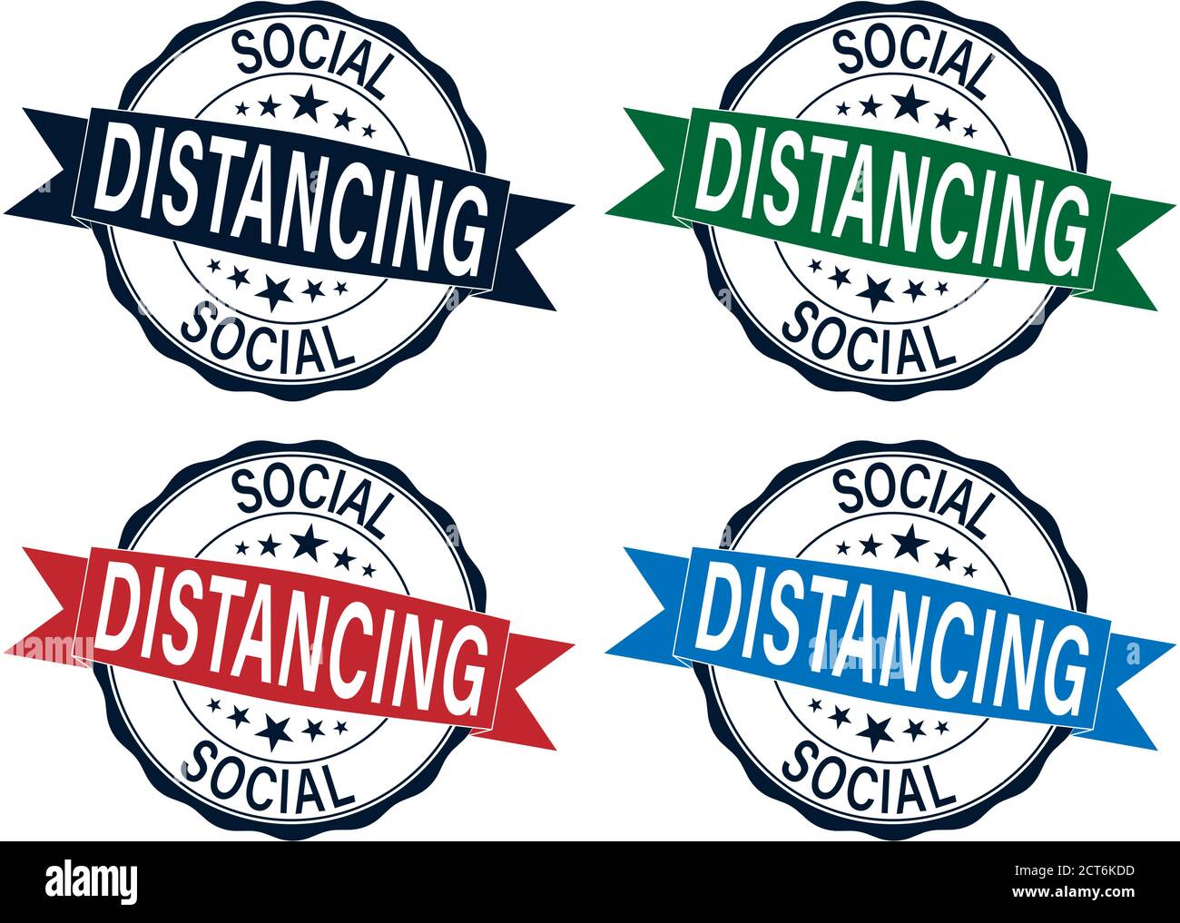 Social distanciamiento color goma sello vector establecido aislado para social concepto de distanciamiento Ilustración del Vector
