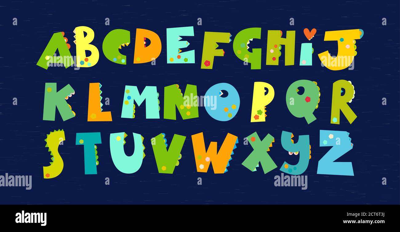 El alfabeto de los dinosaurios. Fuente para impresiones de niños Dino Ilustración del Vector