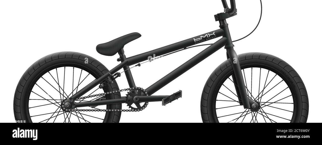 Negro BMX bicicleta mascup - lado derecho de primer plano. Ilustración  vectorial de la bicicleta aislada sobre fondo blanco con componentes  detallados, partes Imagen Vector de stock - Alamy
