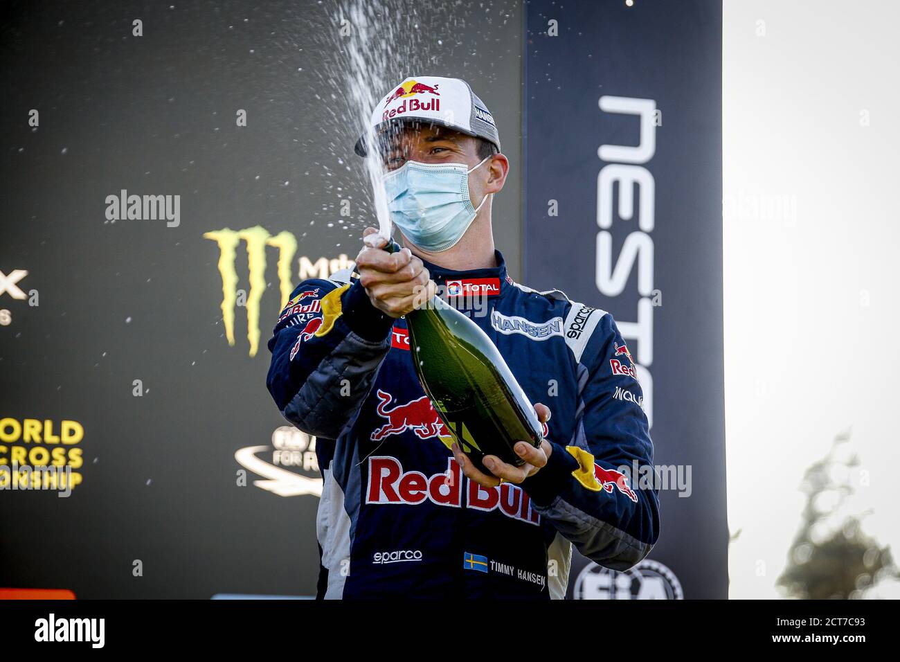 HANSEN Timmy (SWE), Team Hansen (SWE), Peugeot 208, retrato podio ambiente durante el Neste World RX de Riga-Latvia, 5a ronda de la FIA World 2020 Foto de stock