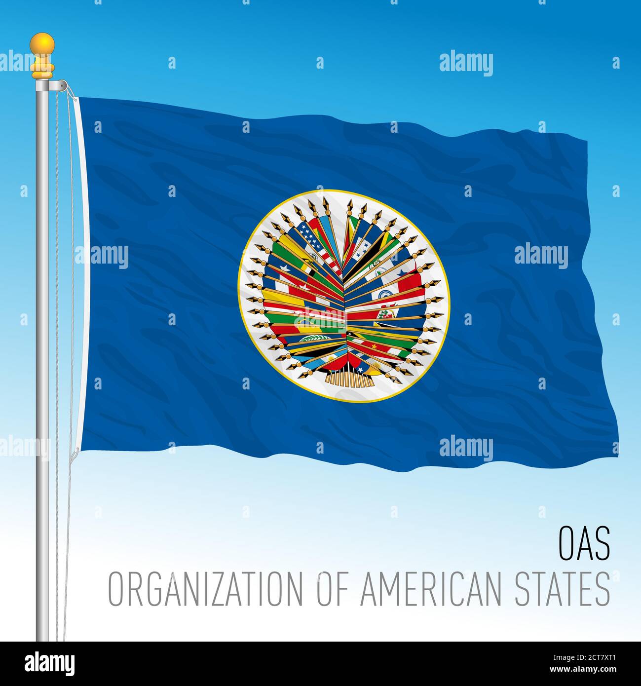 OEA, bandera oficial de la Organización de los Estados Americanos, ilustración vectorial Ilustración del Vector