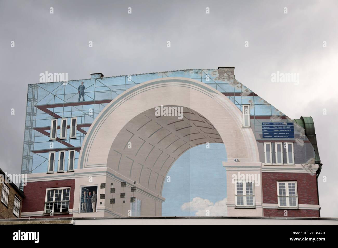 Edificio pintado en Vesterbro en Copenhague Foto de stock