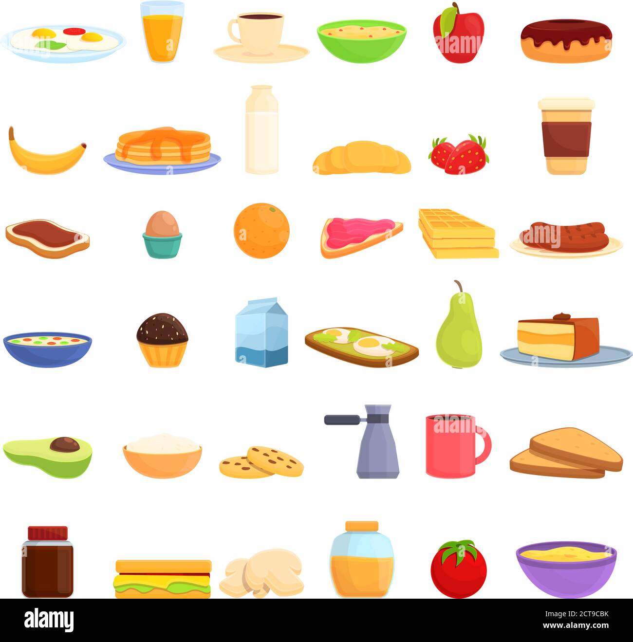 Iconos de desayuno saludable. Juego de dibujos animados de los iconos de  vectores de desayuno saludable para el diseño web Imagen Vector de stock -  Alamy