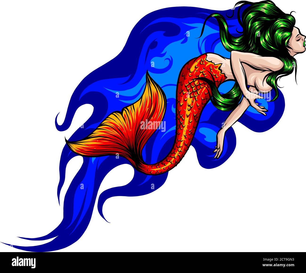 Bonitas sirenas de dibujos animados. Sirena. Tema del mar. Ilustración  vectorial Imagen Vector de stock - Alamy